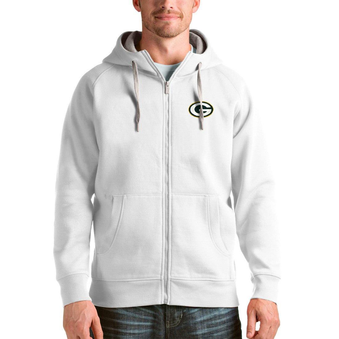 Green Bay Packers Antigua Victory Full-Zip Hoodie - White cheap