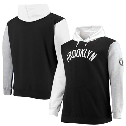 Brooklyn Nets Big & Tall Double Contrast Pullover Hoodie - Black/White | Fanatics sale