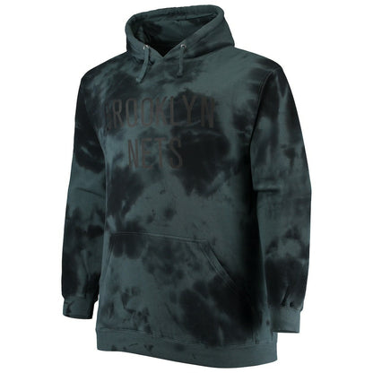 Brooklyn Nets Big & Tall Wordmark Cloud Dye Pullover Hoodie - Black | Fanatics discount