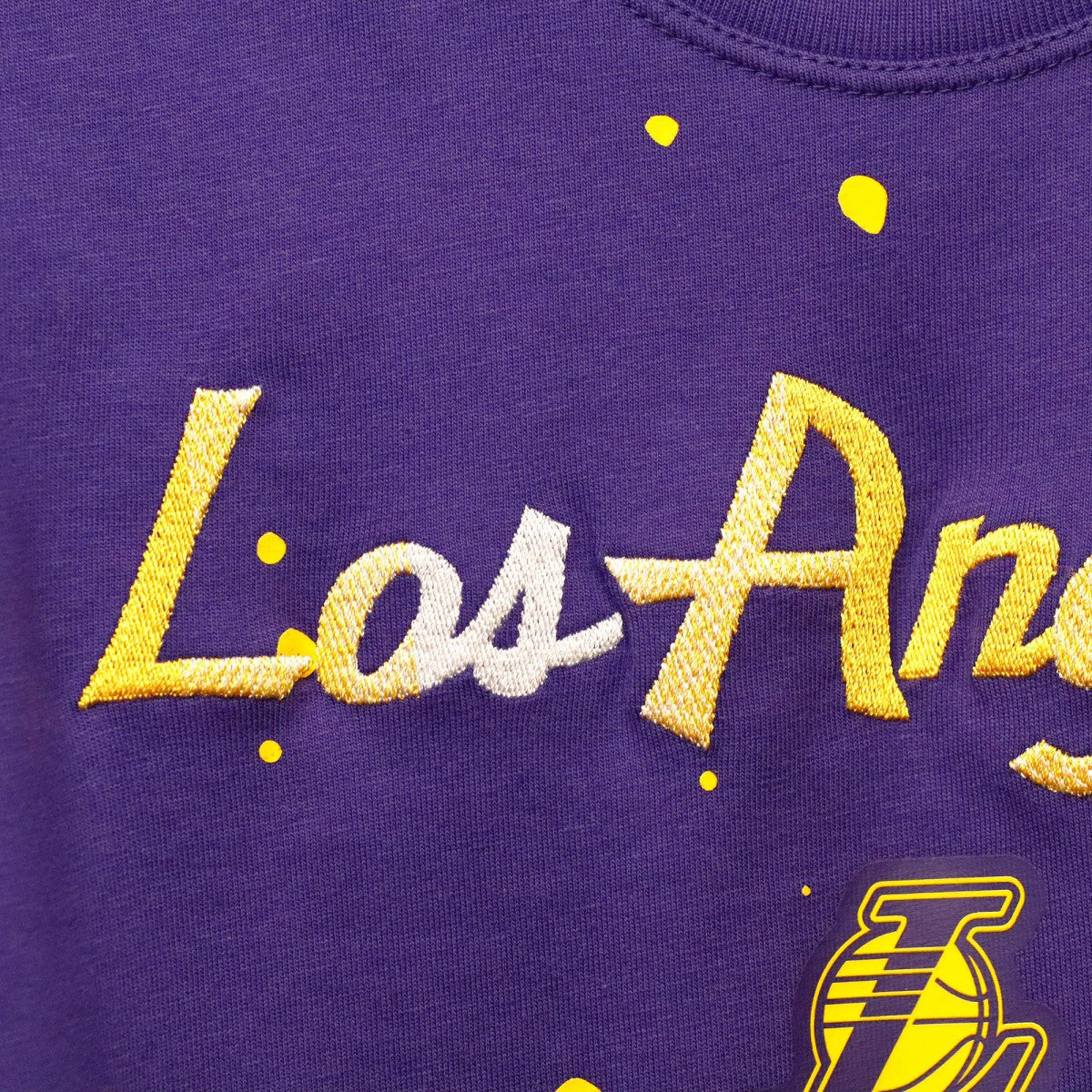 Los Angeles Lakers Women's Courtside Splatter Cropped T-Shirt - Purple | Nike cheap
