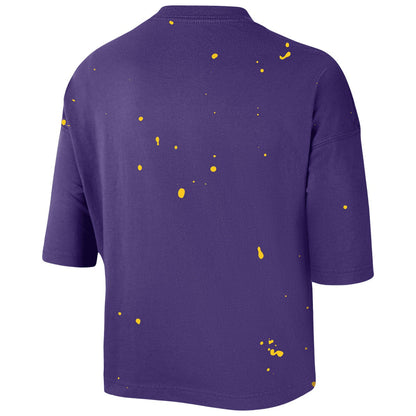 Los Angeles Lakers Women's Courtside Splatter Cropped T-Shirt - Purple | Nike cheap