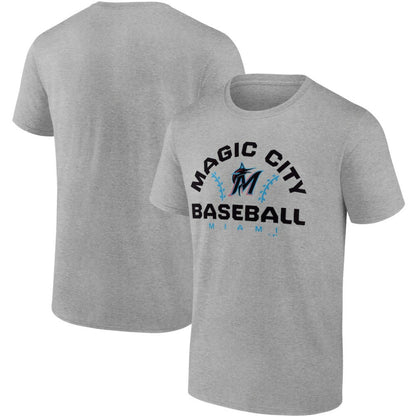 Miami Marlins Iconic Go for Two T-Shirt - Heathered Gray