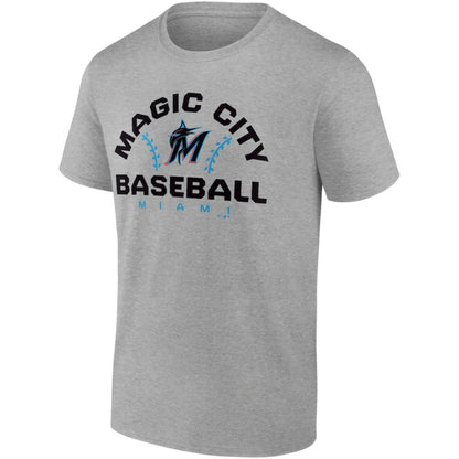 Miami Marlins Iconic Go for Two T-Shirt - Heathered Gray
