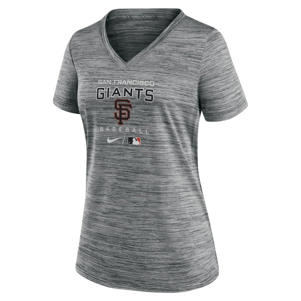 San Francisco Giants Women's Authentic Collection Velocity Performance V-Neck T-Shirt - Anthracite | Nike