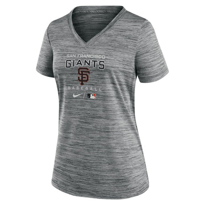 San Francisco Giants Women's Authentic Collection Velocity Performance V-Neck T-Shirt - Anthracite | Nike
