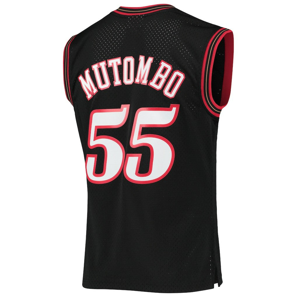 Dikembe Mutombo Philadelphia 76ers Hardwood Classics Swingman Jersey - Black | Mitchell & Ness on sale