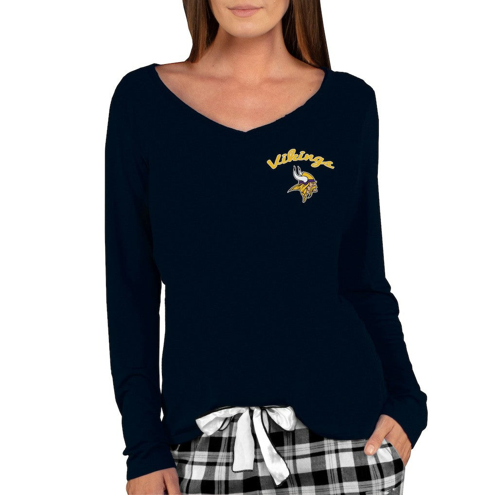 Minnesota Vikings Concepts Sport Women's Marathon Knit Long Sleeve Lightweight V-Neck Lounge Top - Black discount