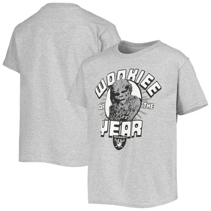 Las Vegas Raiders Junk Food Youth Star Wars Wookie Of The Year T-Shirt - Heathered Gray online