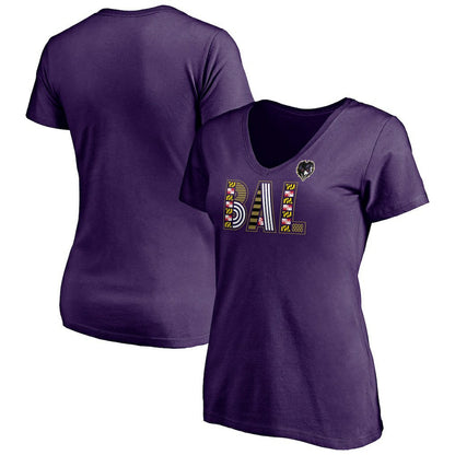 Baltimore Ravens Women's Hometown Collection Wildcat V-Neck T-Shirt - Purple for sale