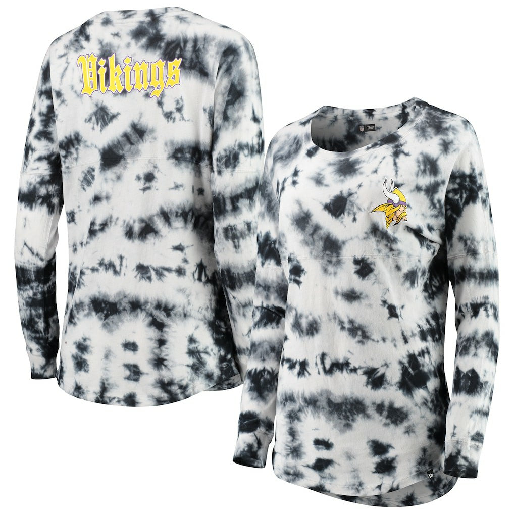 Minnesota Vikings New Era Women's Tie-Dye Long Sleeve T-Shirt - Black outlet