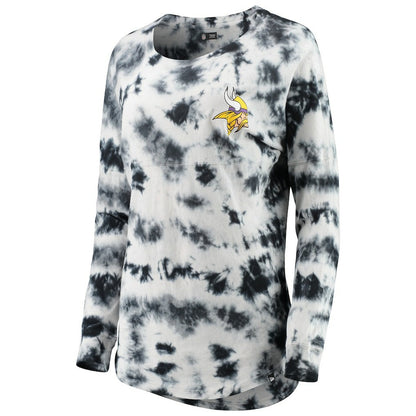 Minnesota Vikings New Era Women's Tie-Dye Long Sleeve T-Shirt - Black outlet
