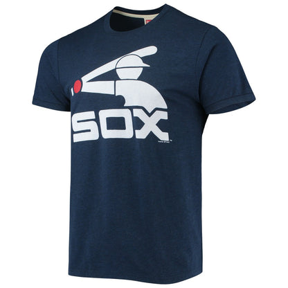 Chicago White Sox Homage Hand-Drawn Logo Tri-Blend T-Shirt - Navy