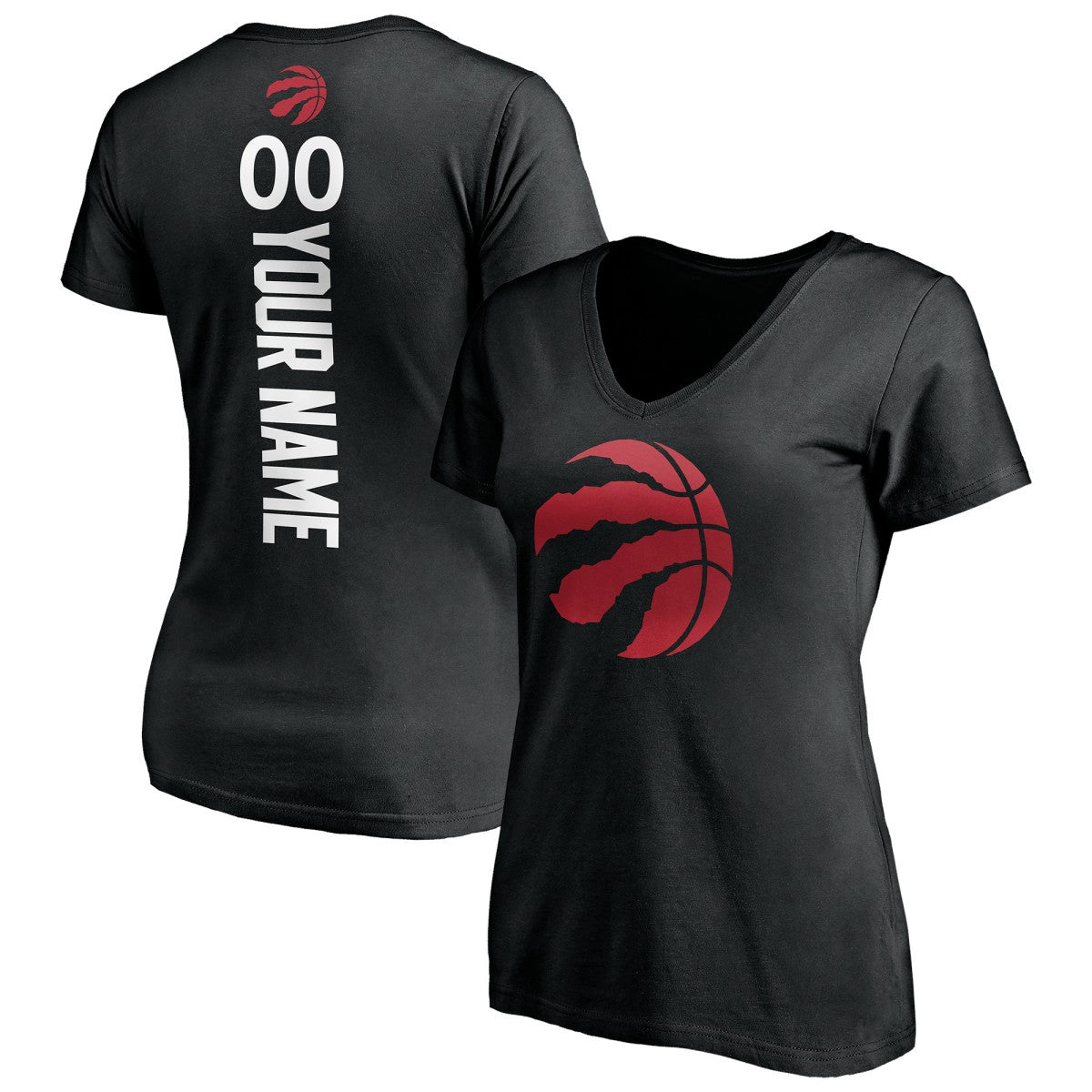 Toronto Raptors Women's Personalized Playmaker Team V-Neck T-Shirt - Black on sale