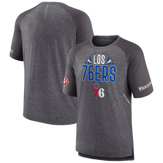 Philadelphia 76ers 2022 Noches Ene-Be-A Core Shooting Raglan T-Shirt - Heathered Gray | Fanatics discount