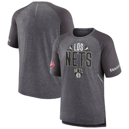 Brooklyn Nets 2022 Noches Ene-Be-A Core Shooting Raglan T-Shirt - Heathered Gray | Fanatics for sale