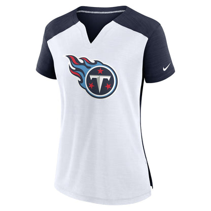 Tennessee Titans Women's Impact Exceed Performance Notch Neck T-Shirt - White/Navy | Nike discount