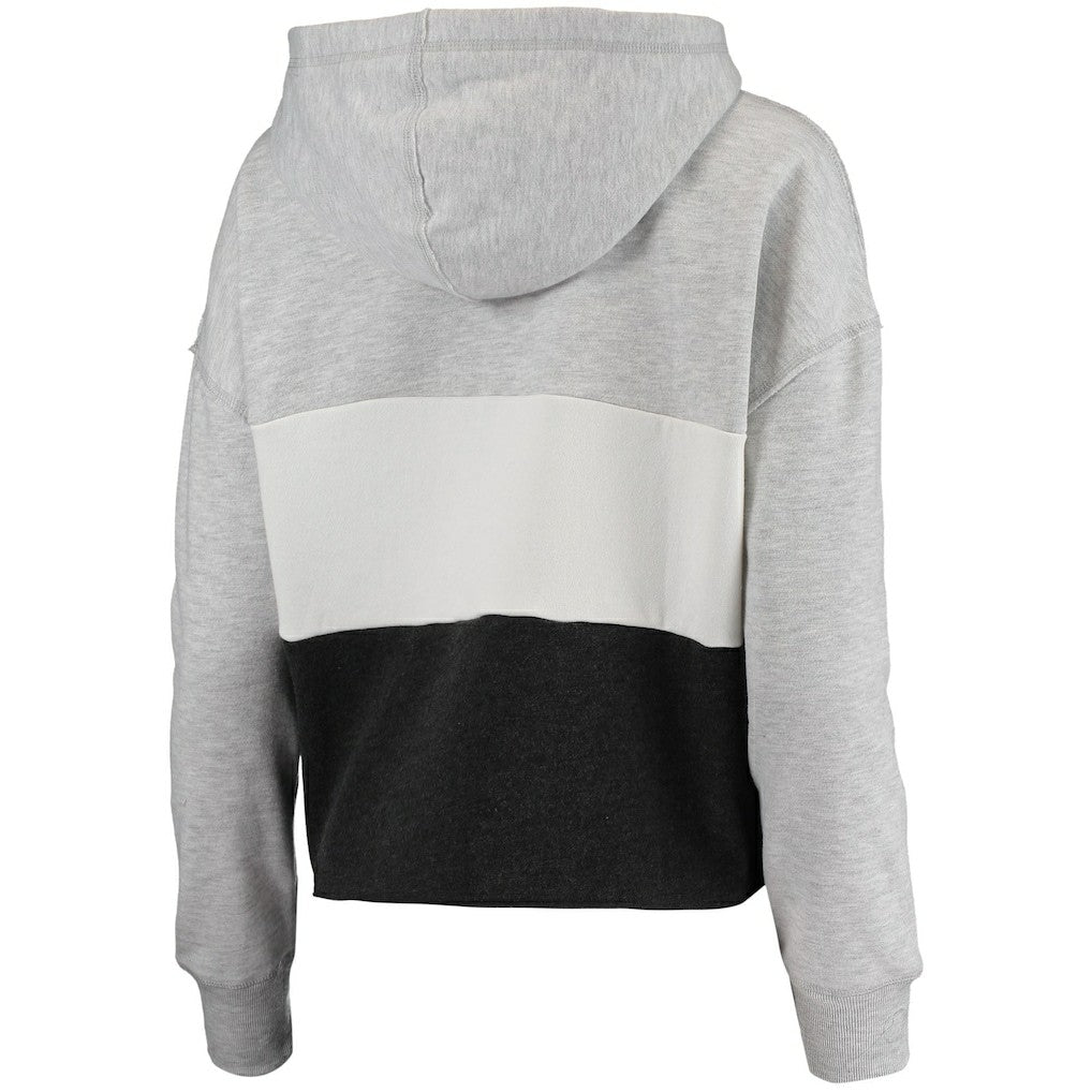 Brooklyn Nets '47 Women's Lizzy Cutoff Pullover Hoodie - Heathered Gray/Heathered Black | 47 brand on sale