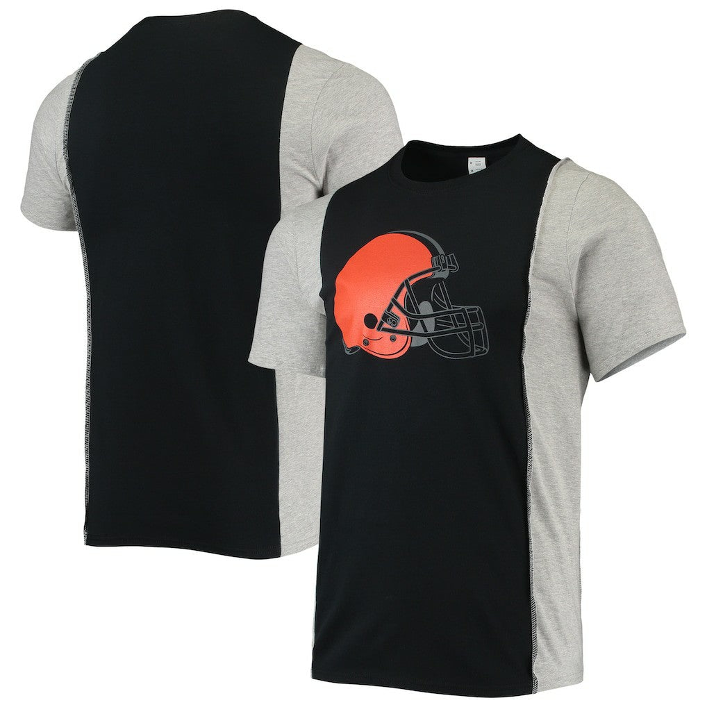 Cleveland Browns Refried Apparel Sustainable Split T-Shirt - Black/Heathered Gray discount