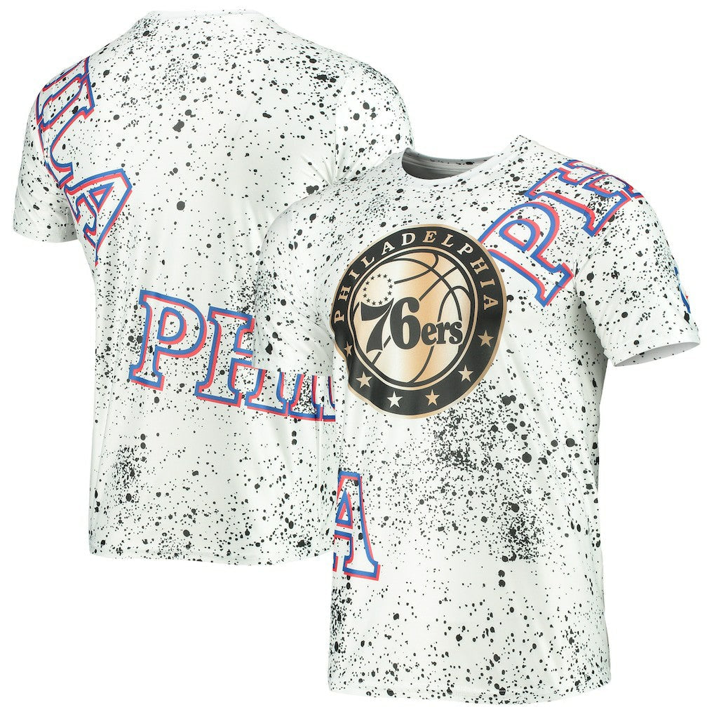 Philadelphia 76ers FISLL Gold Foil Splatter Print T-Shirt - White shop