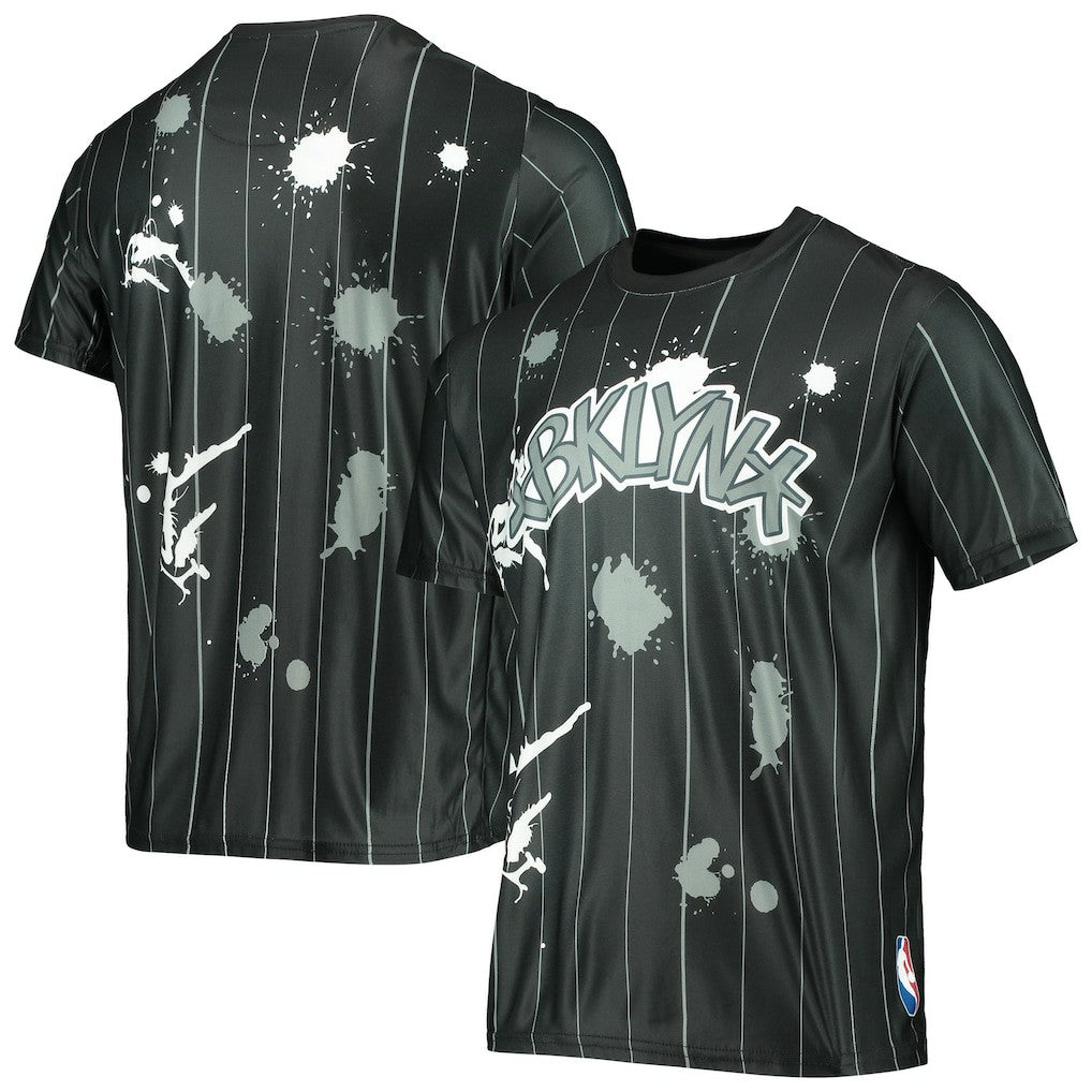 Brooklyn Nets FISLL Striped Splatter T-Shirt - Black sale