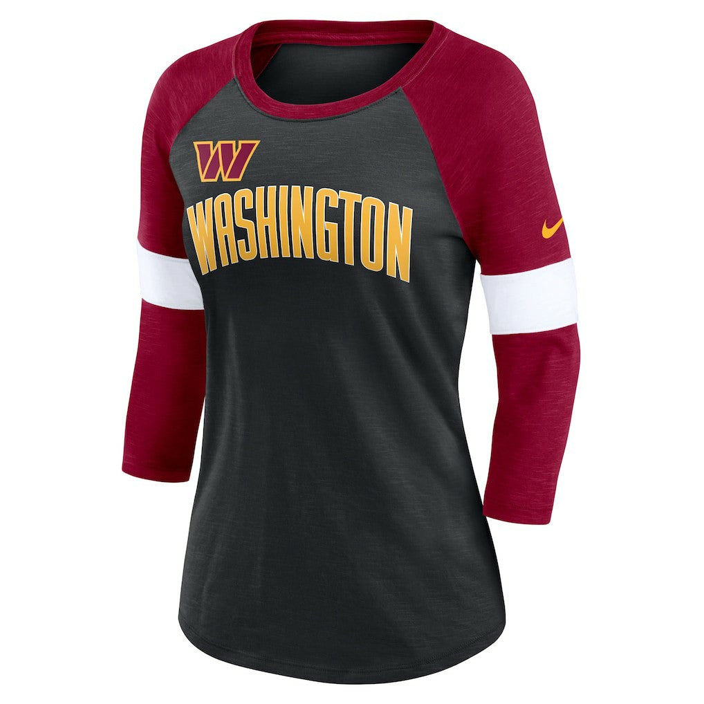 Washington Commanders Women's Football Pride Raglan 3/4-Sleeve T-Shirt - Heather Black/Burgundy | Nike online