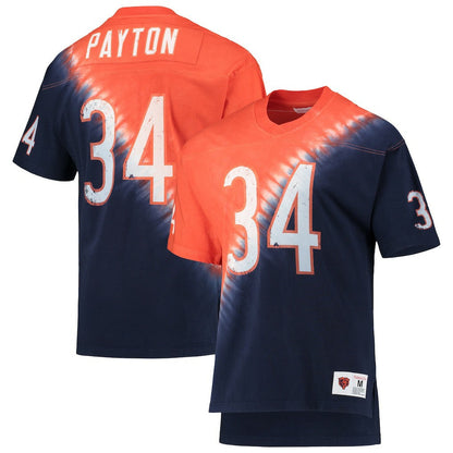 Walter Payton Chicago Bears Retired Player Name & Number Diagonal Tie-Dye V-Neck T-Shirt - Orange/Navy outlet