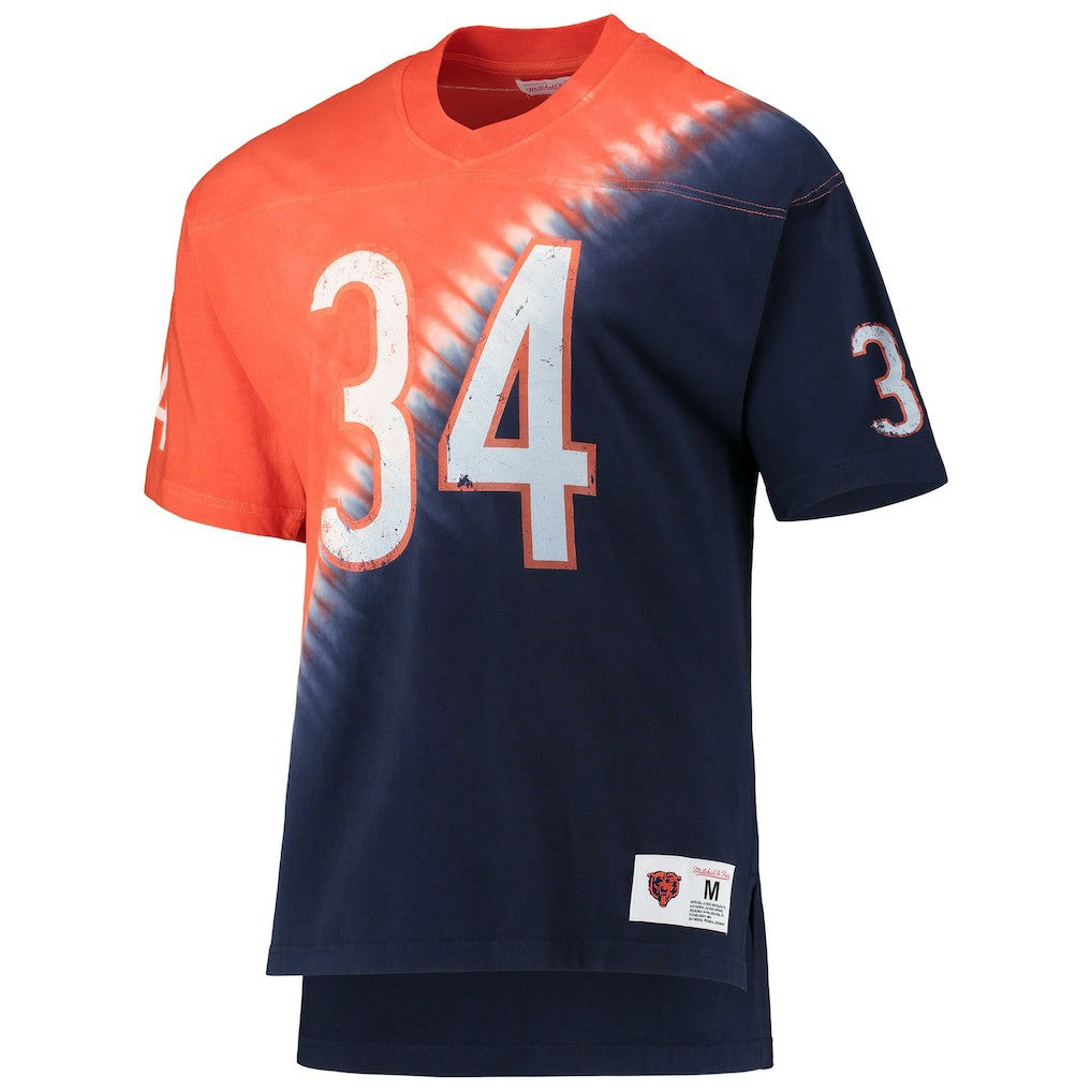 Walter Payton Chicago Bears Retired Player Name & Number Diagonal Tie-Dye V-Neck T-Shirt - Orange/Navy outlet