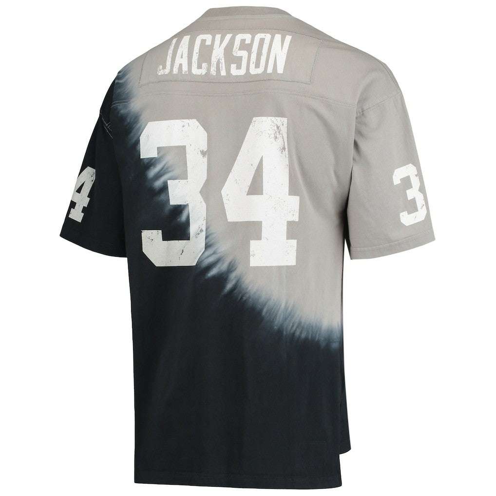 Bo Jackson Las Vegas Raiders Retired Player Name & Number Diagonal Tie-Dye V-Neck T-Shirt - Black/Silver discount