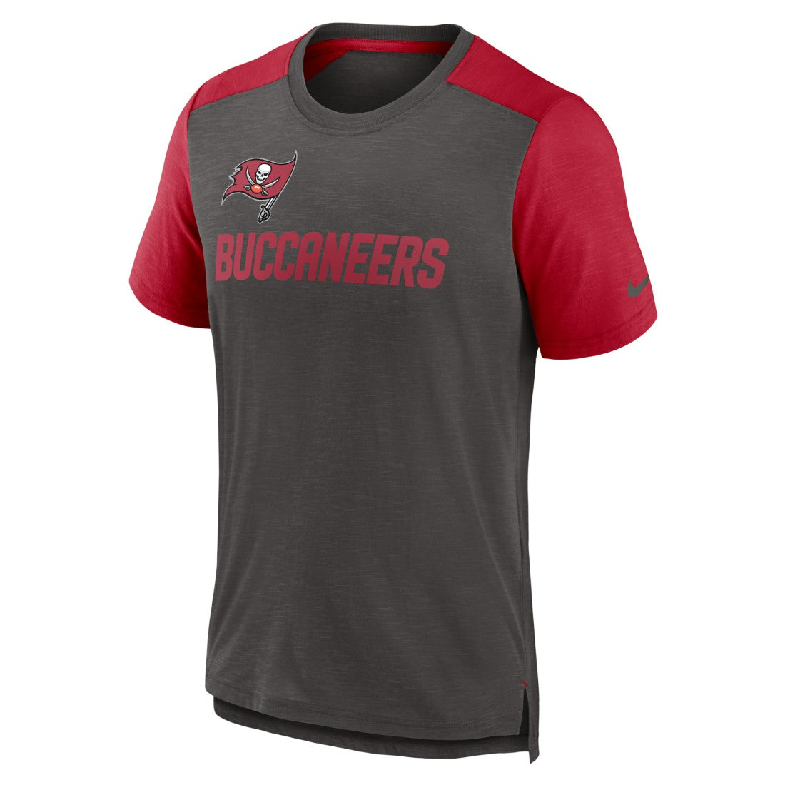 Tampa Bay Buccaneers Color Block Team Name T-Shirt - Heathered Pewter/Heathered Red | Nike cheap