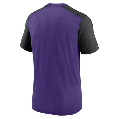 Minnesota Vikings Color Block Team Name T-Shirt - Heathered Purple/Heathered Black | Nike discount