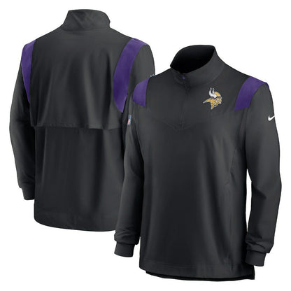 Minnesota Vikings Sideline Coach Chevron Lockup Quarter-Zip Long Sleeve Top - Black | Nike for sale