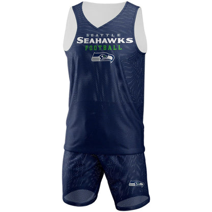 Seattle Seahawks FOCO Colorblock Mesh V-Neck & Shorts Set - College Navy for sale