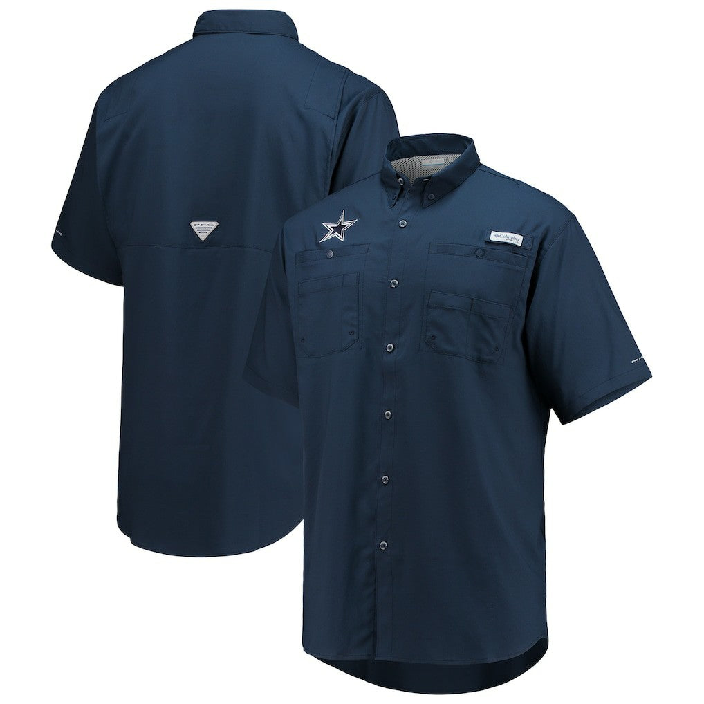 Dallas Cowboys Tamiami Omni-Shade Button-Down Short Sleeve Shirt - Navy cheap