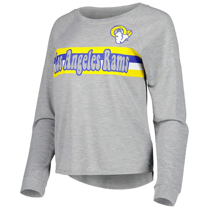 Los Angeles Rams Juniors All Striped Up Raglan Long Sleeve T-Shirt - Heathered Gray online