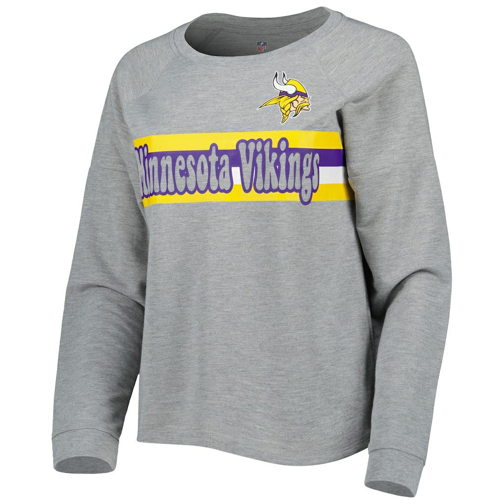 Minnesota Vikings Juniors All Striped Up Raglan Long Sleeve T-Shirt - Heathered Gray discount