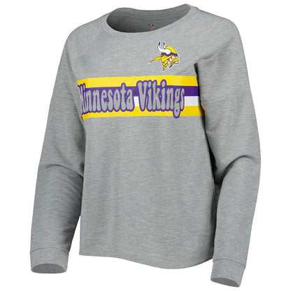 Minnesota Vikings Juniors All Striped Up Raglan Long Sleeve T-Shirt - Heathered Gray discount