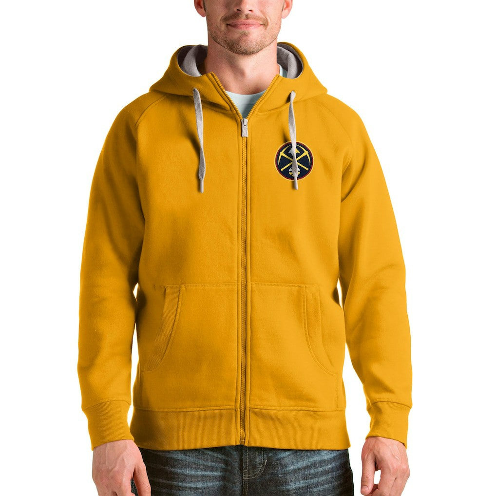 Denver Nuggets Antigua Logo Victory Full-Zip Hoodie - Gold on sale