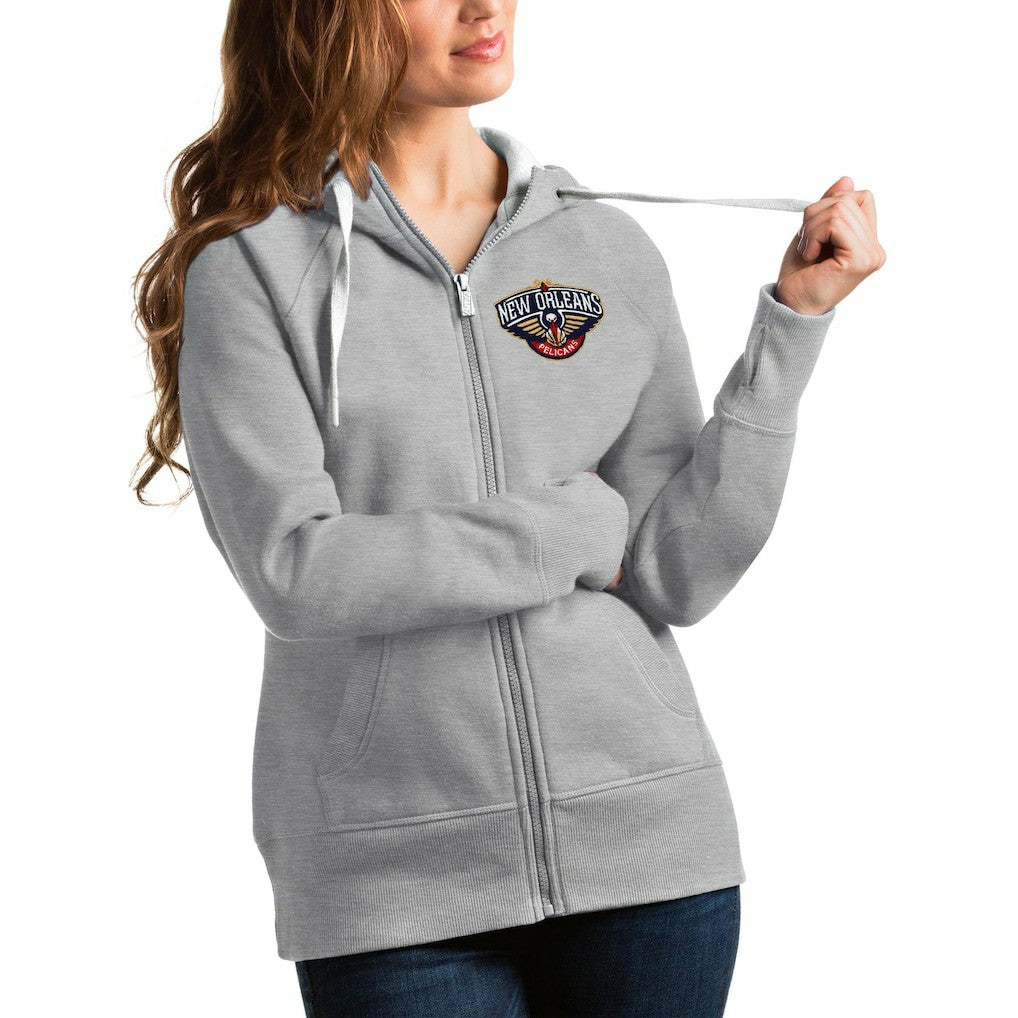New Orleans Pelicans Antigua Women's Victory Full-Zip Hoodie - Heathered Gray shop