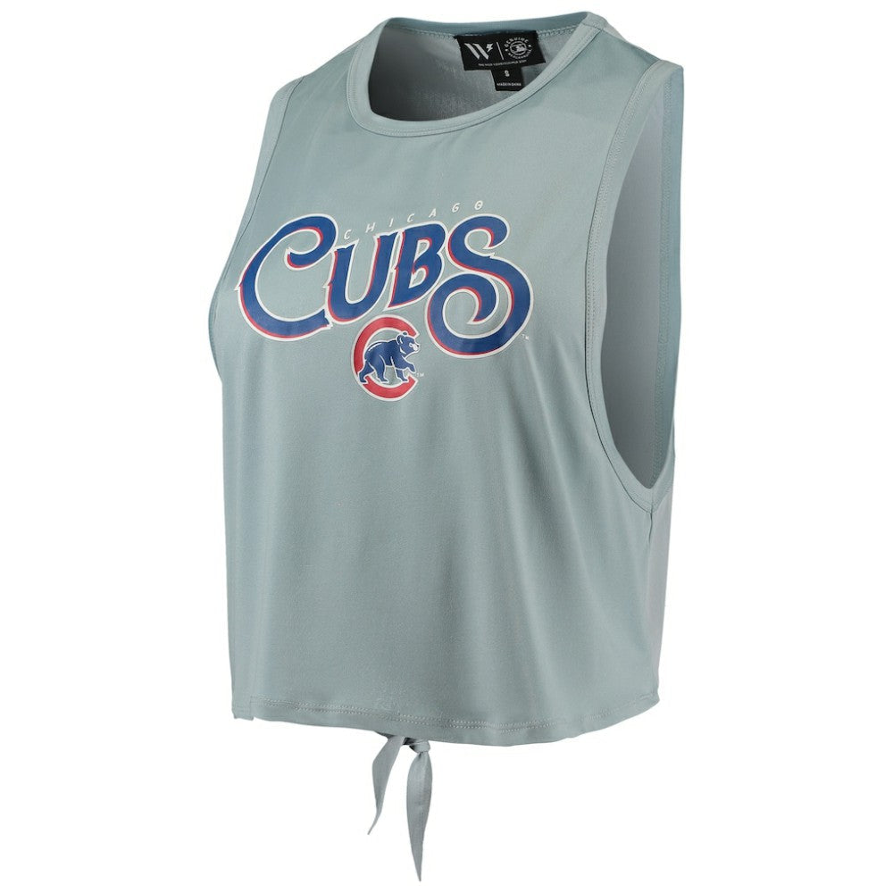 Chicago Cubs The Wild Collective Women's Open Back Twist-Tie Tank Top - Light Blue