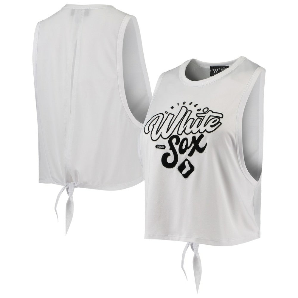Chicago White Sox The Wild Collective Women's Open Back Twist-Tie Tank Top - White