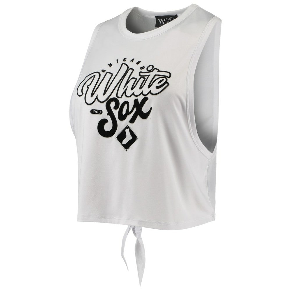 Chicago White Sox The Wild Collective Women's Open Back Twist-Tie Tank Top - White