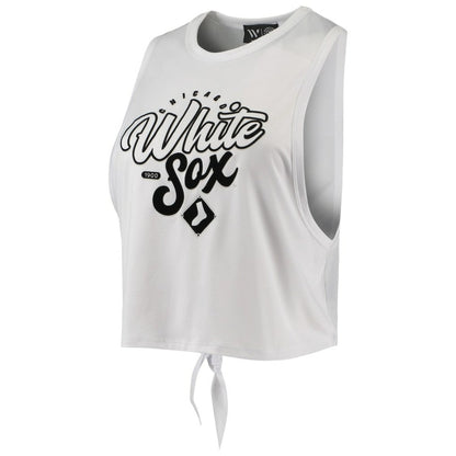 Chicago White Sox The Wild Collective Women's Open Back Twist-Tie Tank Top - White