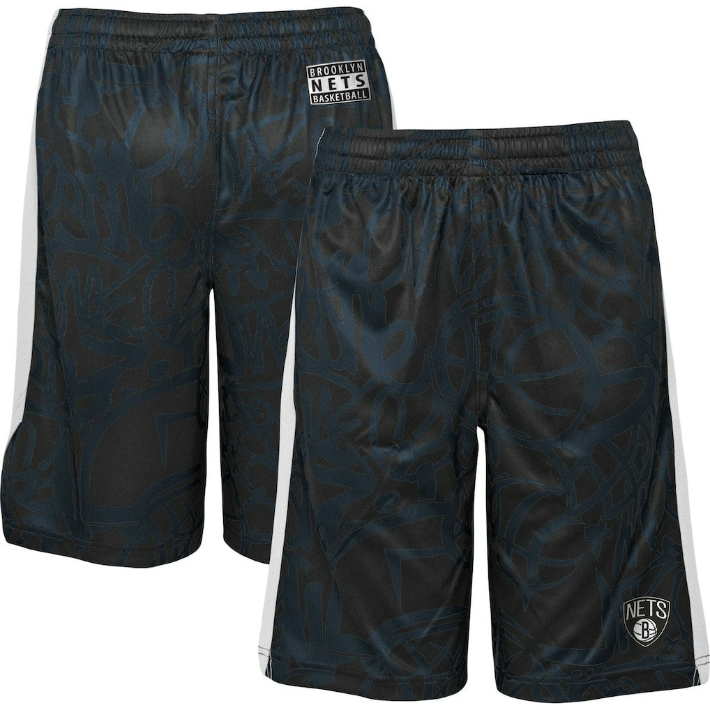 Brooklyn Nets Youth Scribble Dribble Baller Shorts - Black outlet