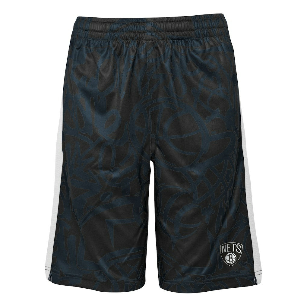 Brooklyn Nets Youth Scribble Dribble Baller Shorts - Black outlet