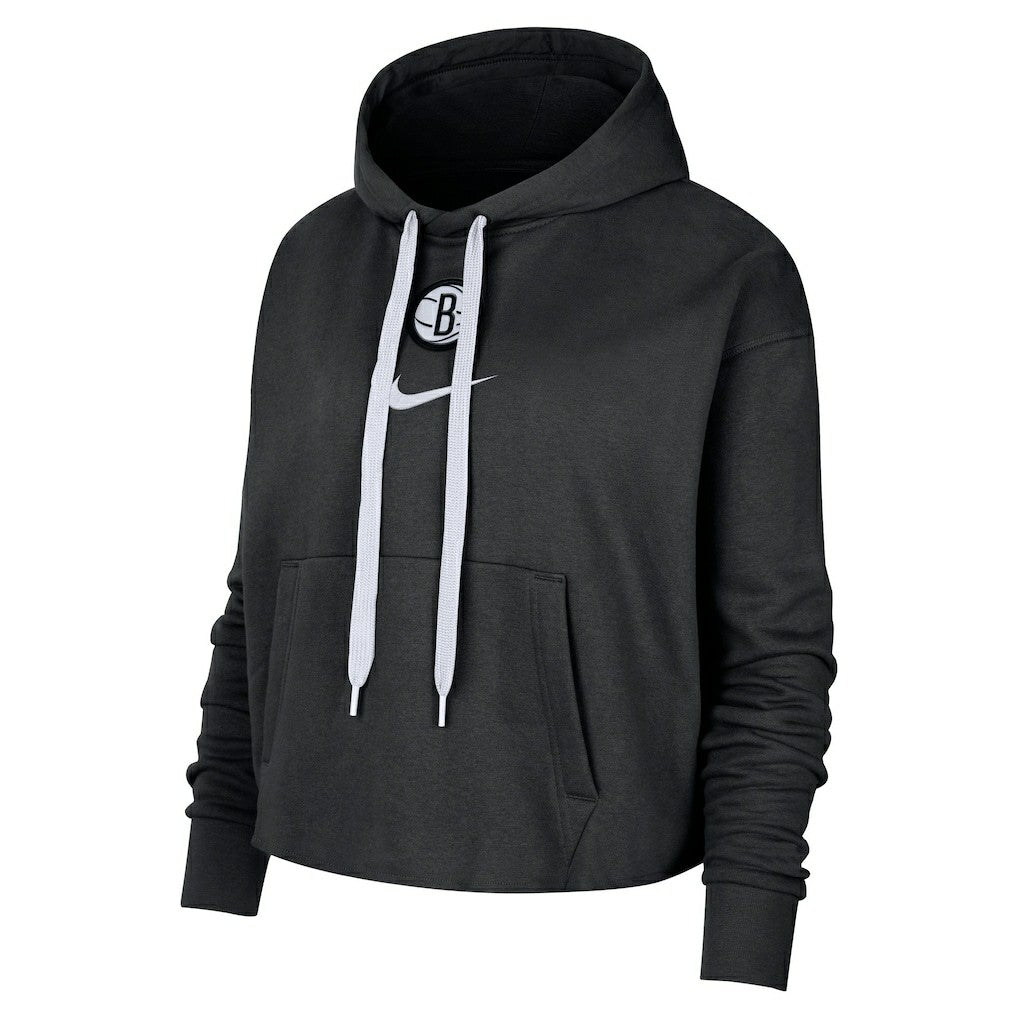 Brooklyn Nets Women's Courtside Cropped Pullover Hoodie - Black | Nike shop
