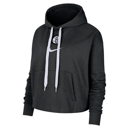 Brooklyn Nets Women's Courtside Cropped Pullover Hoodie - Black | Nike shop