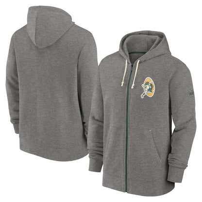 Green Bay Packers Historic Lifestyle Full-Zip Hoodie - Heather Charcoal | Nike on sale