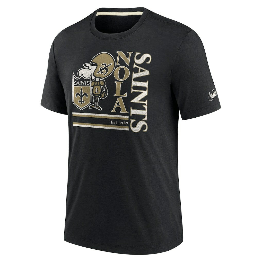 New Orleans Saints Wordmark Logo Tri-Blend T-Shirt - Black | Nike online