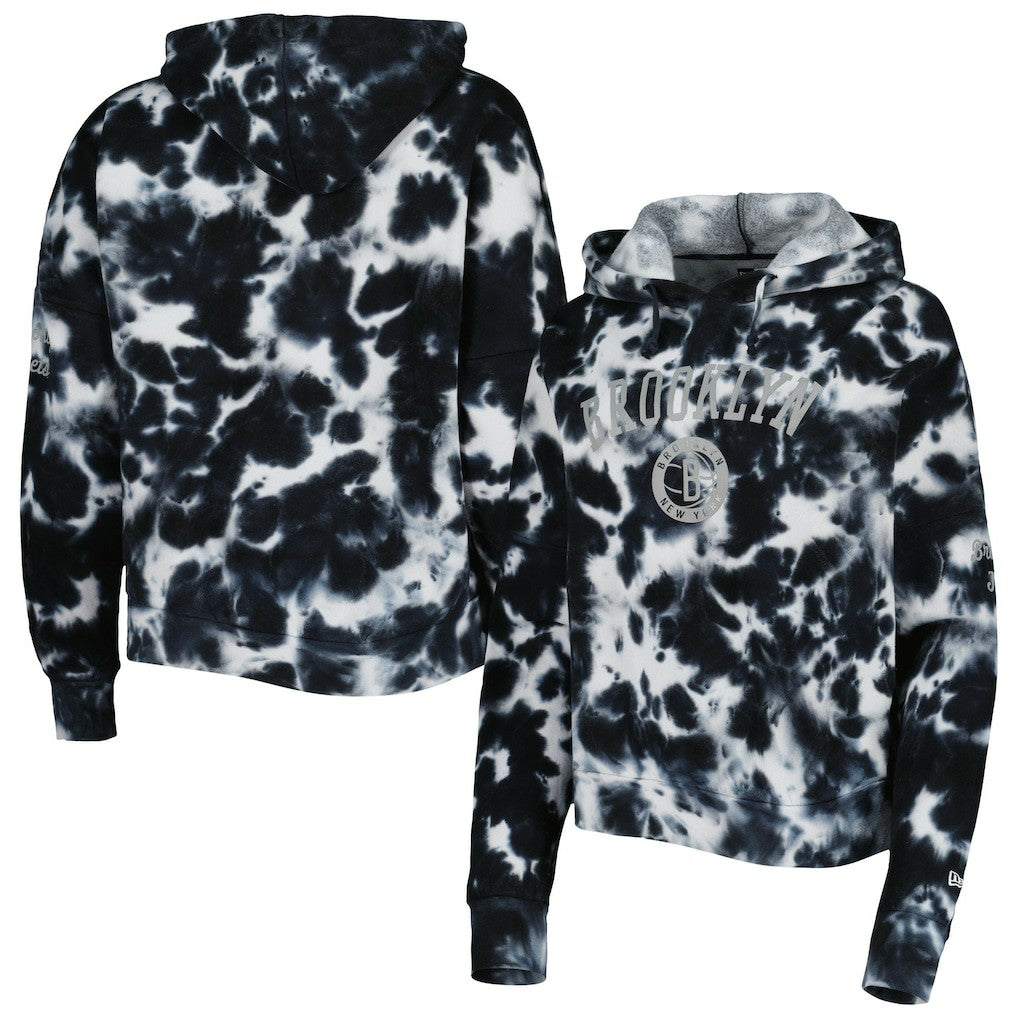 Brooklyn Nets Women's Brushed Cotton Tie-Dye Pullover Hoodie - Black | New Era online