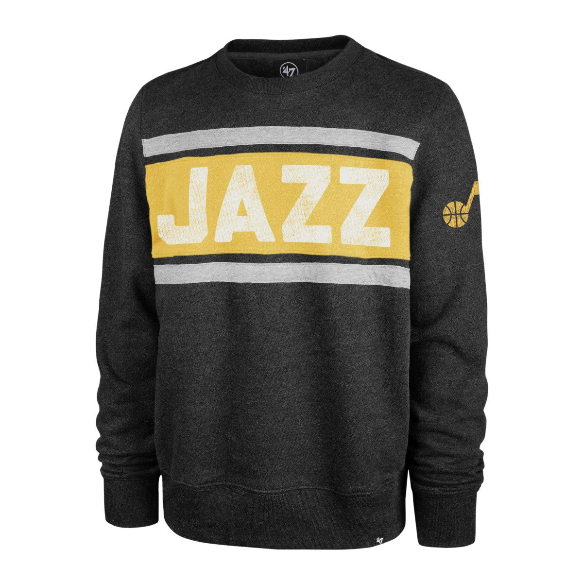Utah Jazz '47 Tribeca Emerson Pullover Sweatshirt - Heather Black | 47 brand on sale
